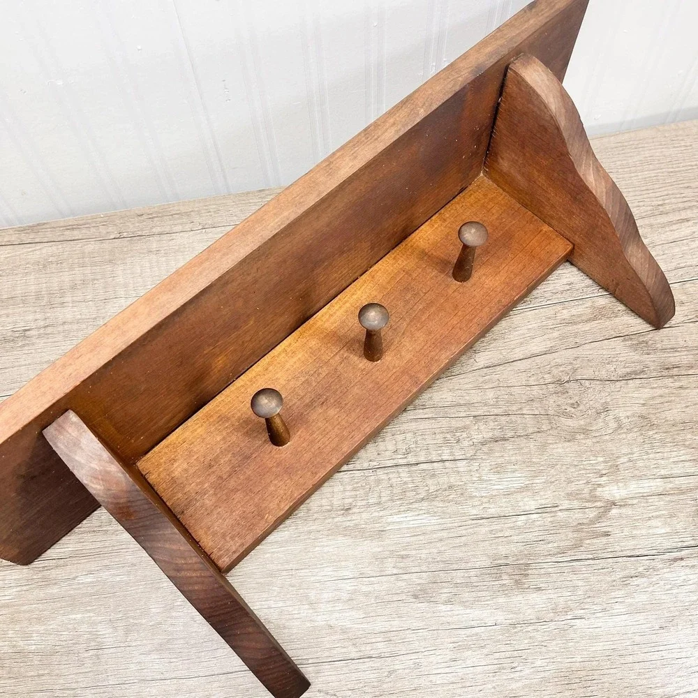 Vintage Midcentury Modern Wood Shelf: Curio Trinket Display